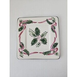 Charter Club Winter Garland Christmas Hot Plate Trivet 6" Square Vintage 1999